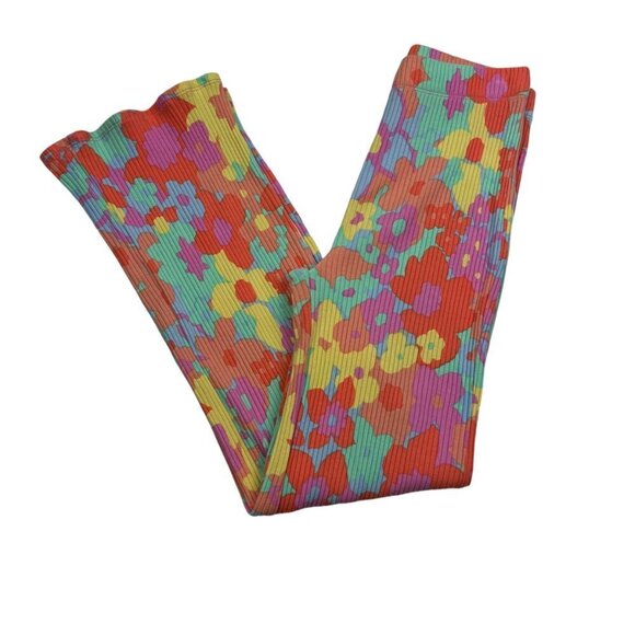 Billabong Floral/Boho/Beachy Soft Cotton Ribbed Pull-On Flare Pants Junior's M - Picture 1 of 7